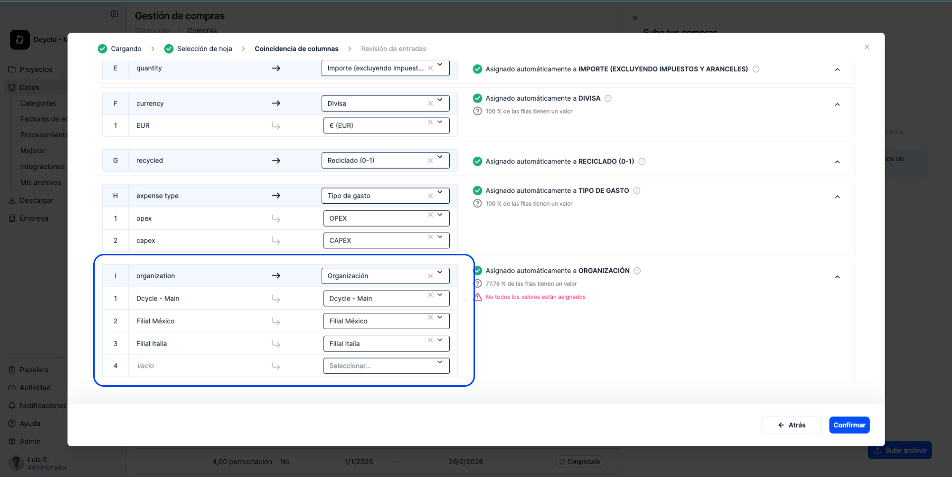 Bulk purchase upload for holding organizations