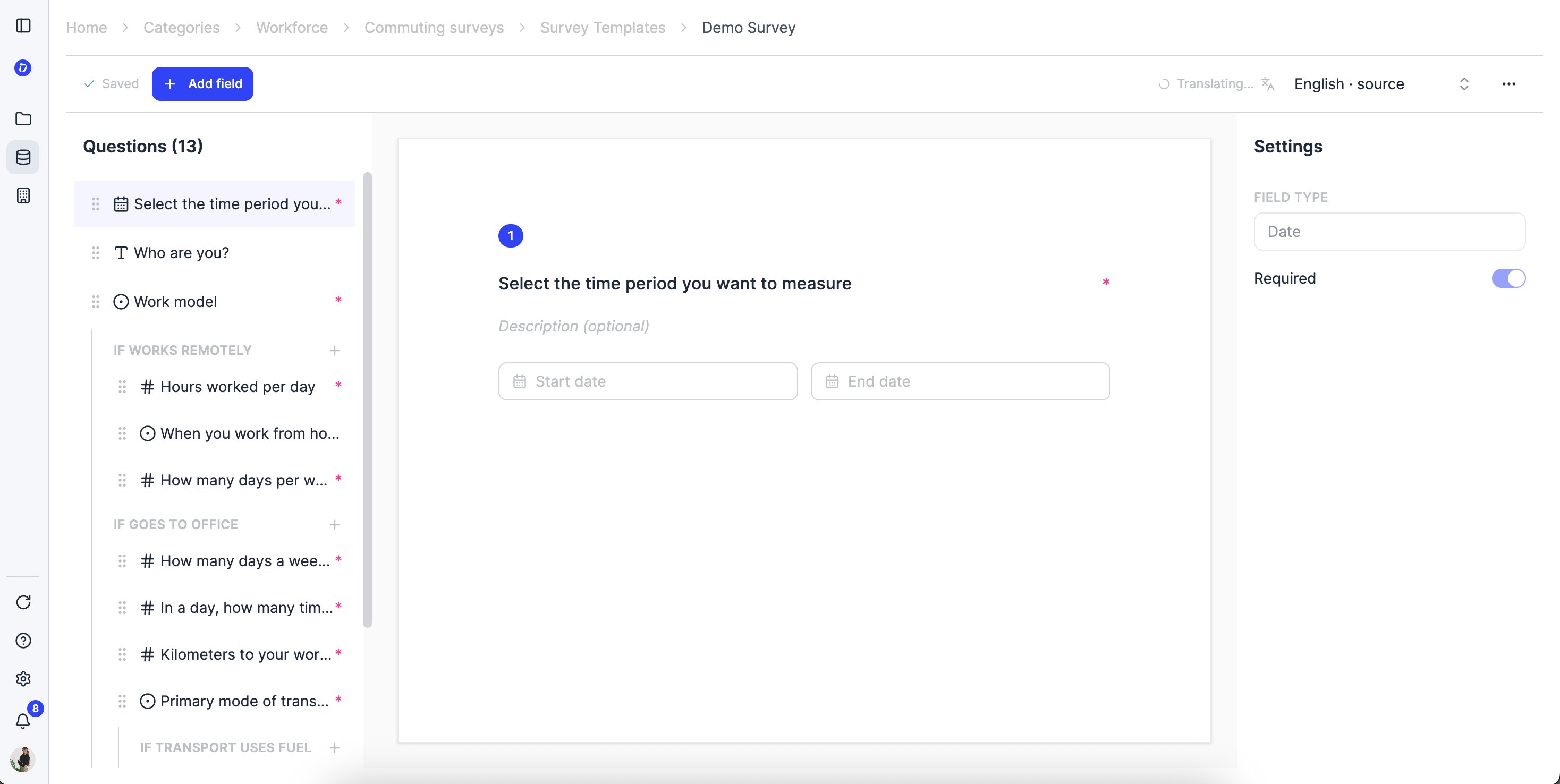Customize your mobility surveys