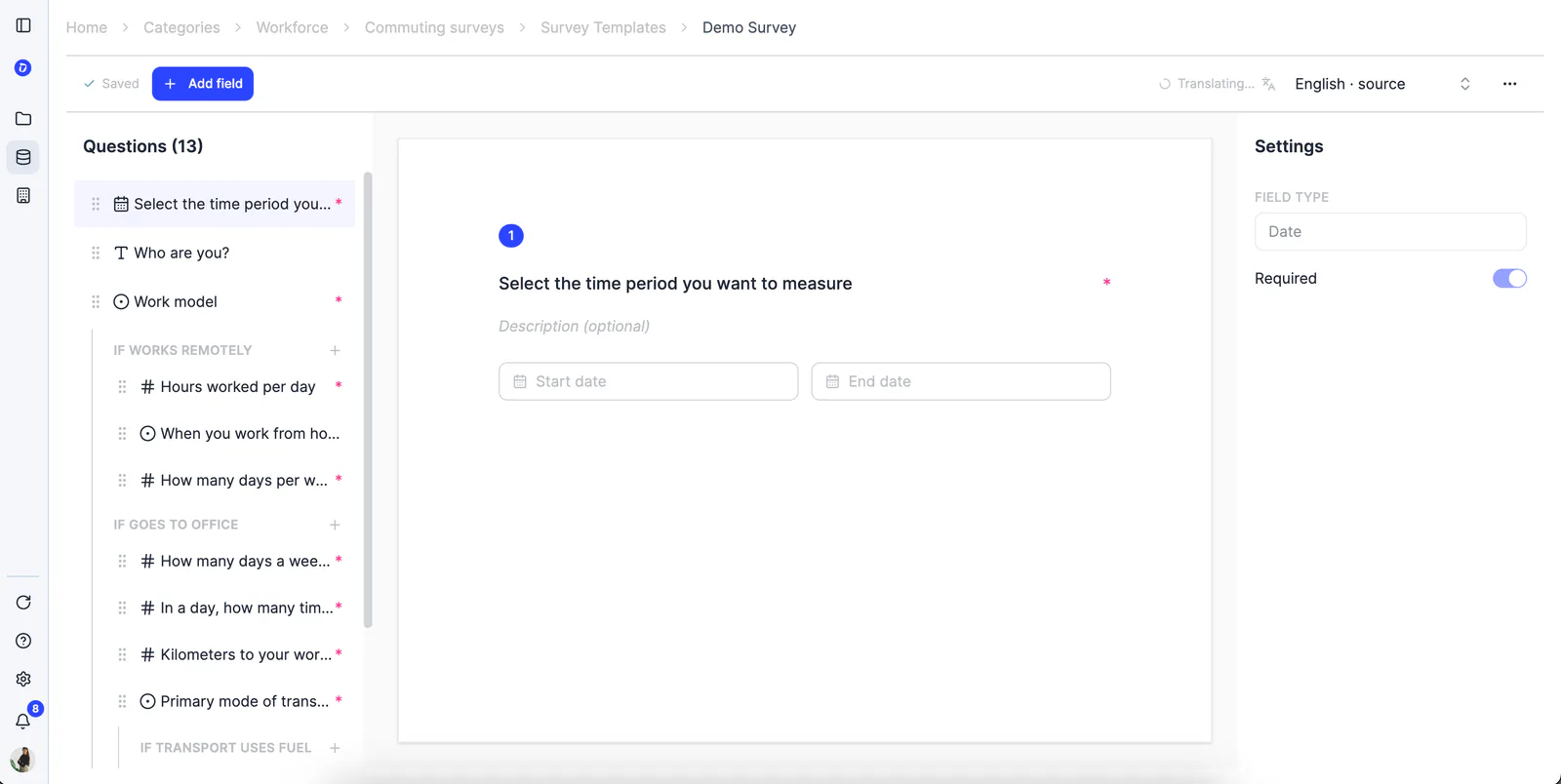 Customize your mobility surveys