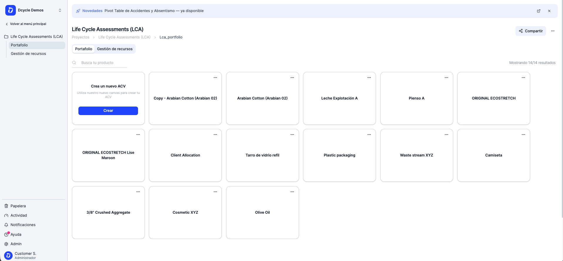 Proyectos ACV disponibles - tu nuevo espacio para Analisis de Ciclo de Vida