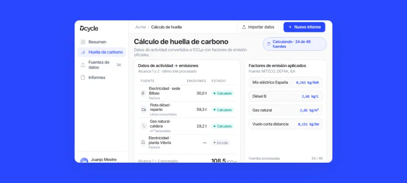 Calculadora de huella de carbono de Dcycle