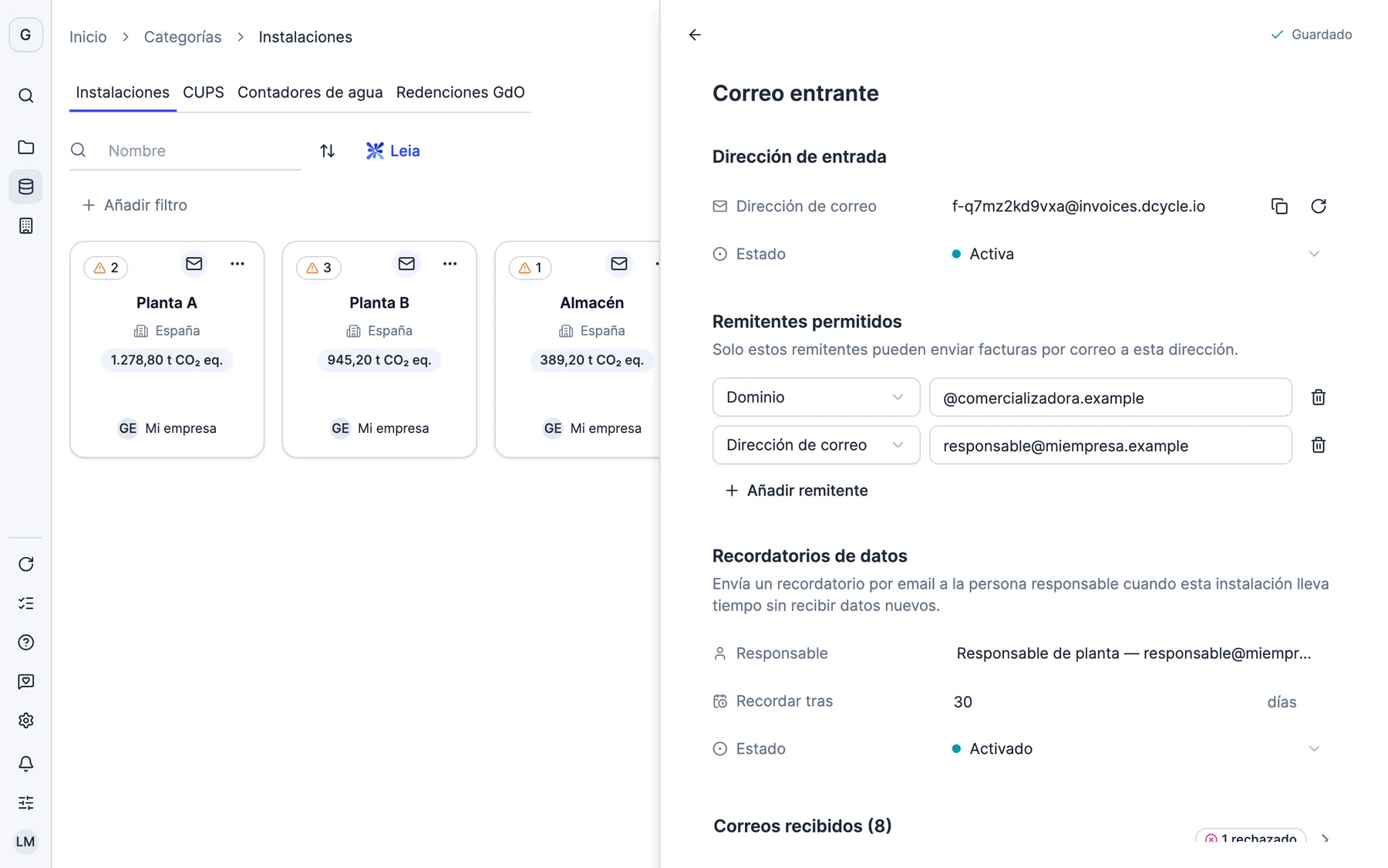 Cada planta, su propio correo.