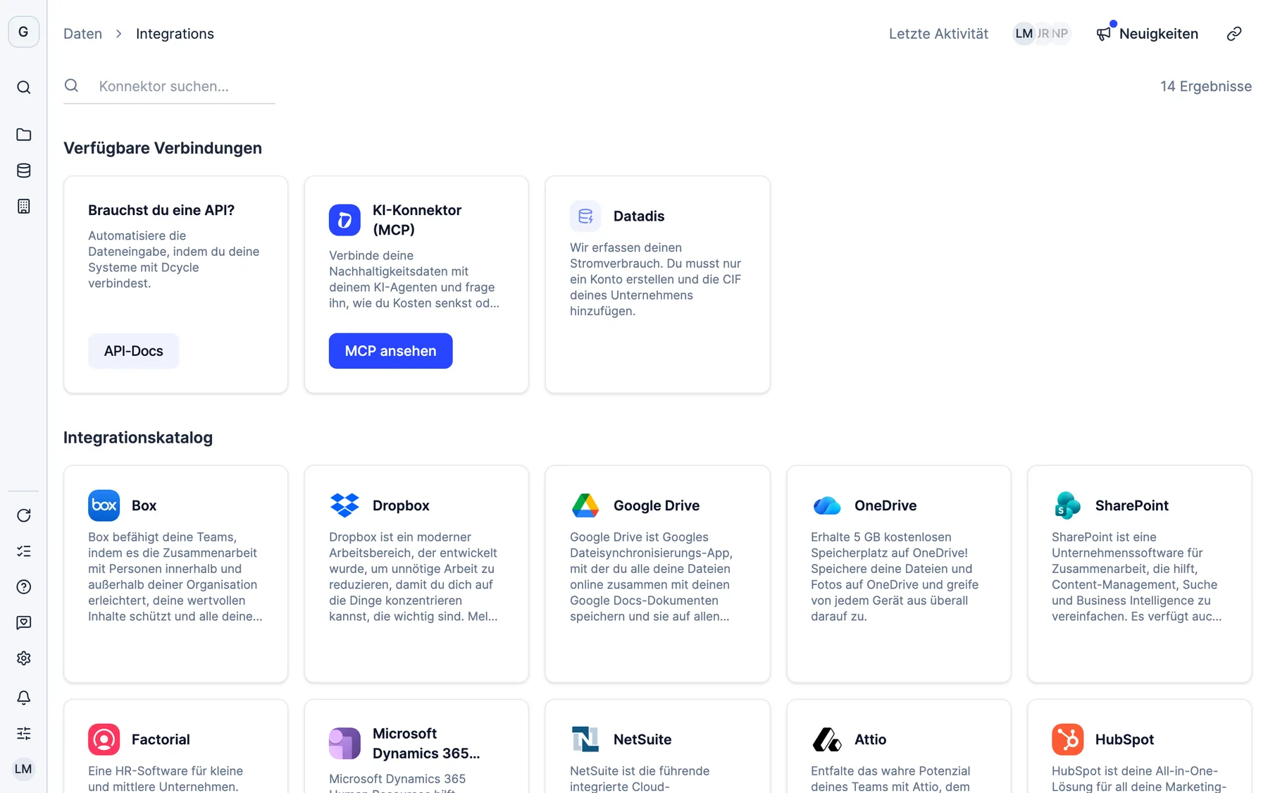 Integrationen in Dcycle: API, MCP-Server, Datadis und der Konnektorenkatalog