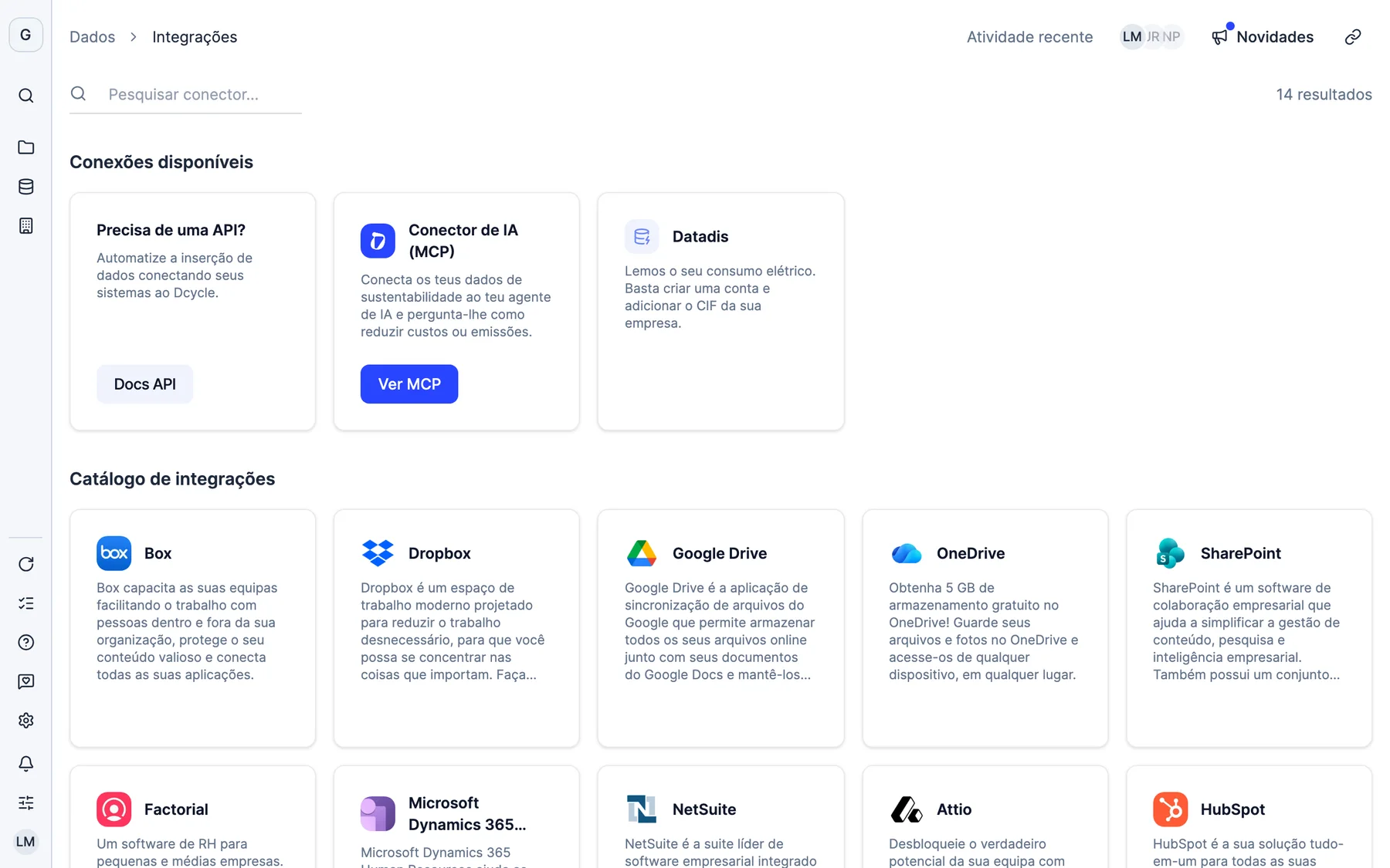 Integrações na Dcycle: API, servidor MCP, Datadis e o catálogo de conectores