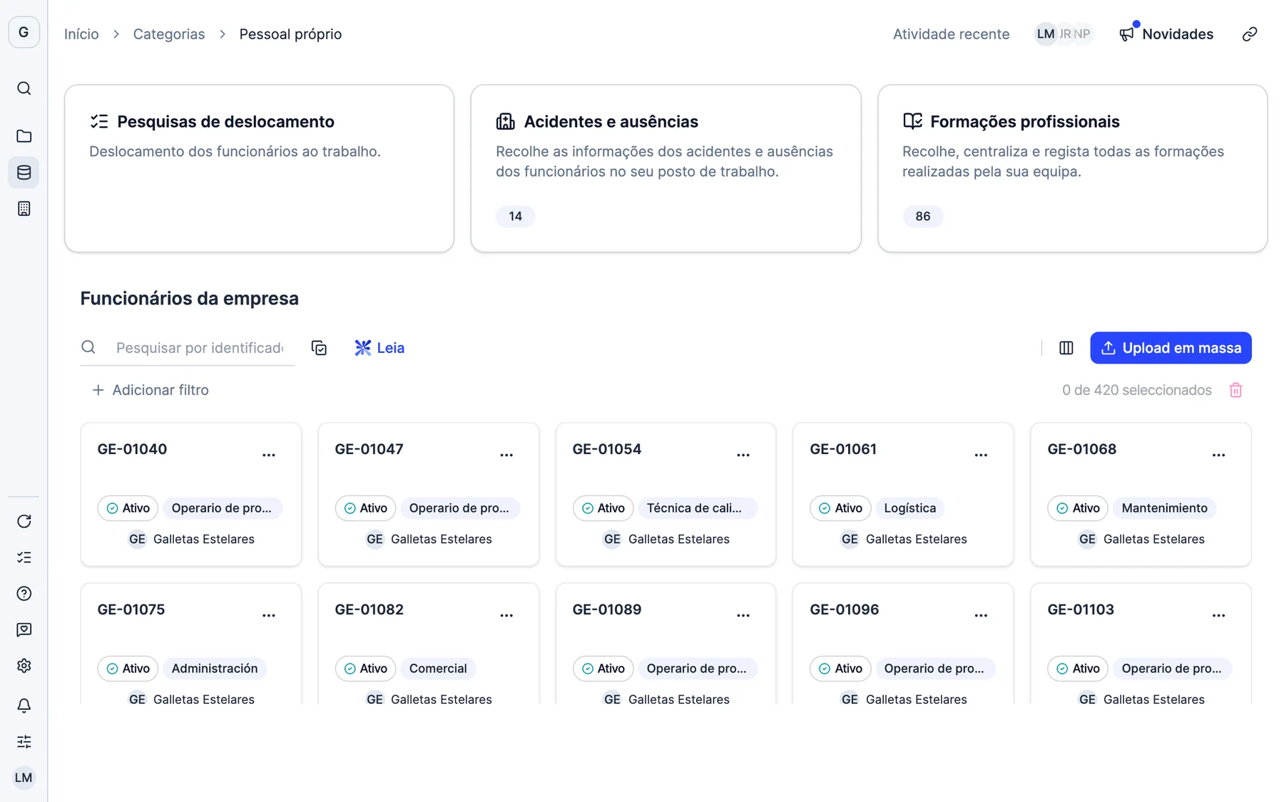 Todos os colaboradores, num só sítio